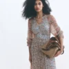 Romantic Ruffle Neck Dress Multi Paradise Gardens Romantic Ruffle Neck Dress Multi Paradise Gardens