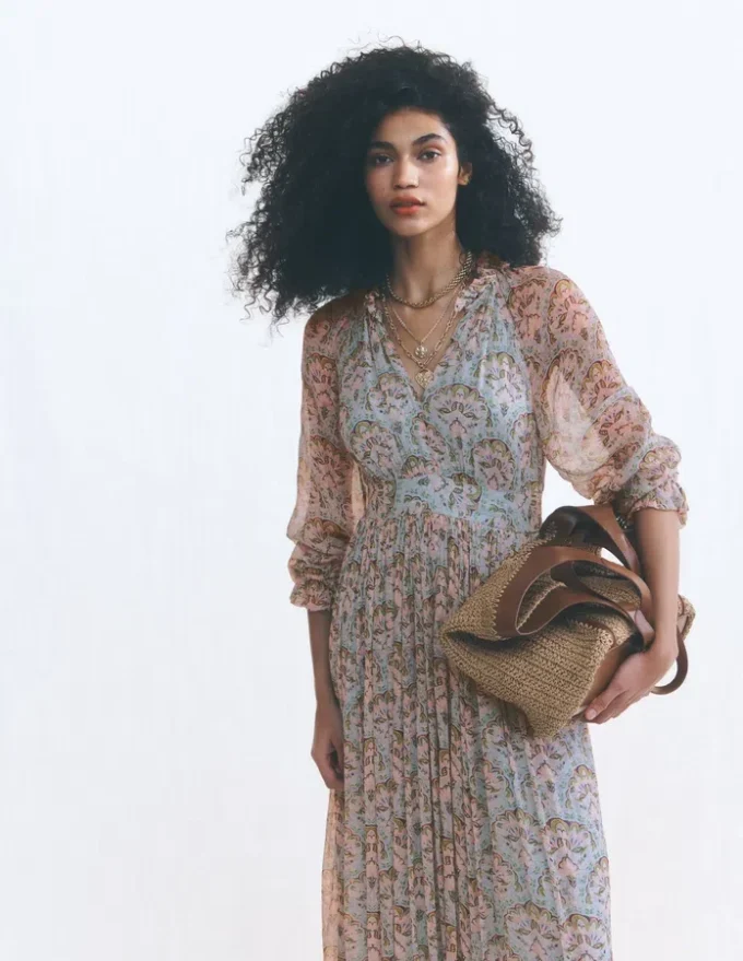 Romantic Ruffle Neck Dress Multi Paradise Gardens Romantic Ruffle Neck Dress Multi Paradise Gardens