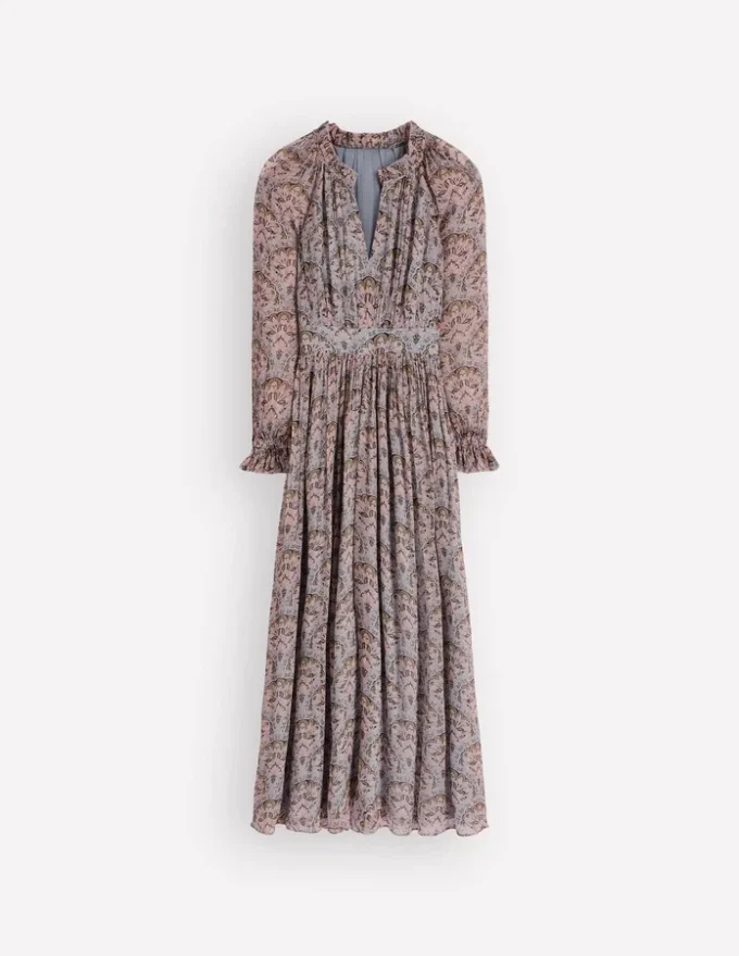 Romantic Ruffle Neck Dress Multi Paradise Gardens Romantic Ruffle Neck Dress Multi Paradise Gardens