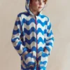 Romie Towelling Zip Throw-On Blue and Ivory Wave