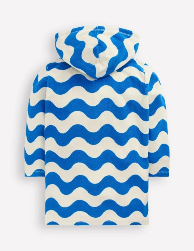 Romie Towelling Zip Throw-On Blue and Ivory Wave