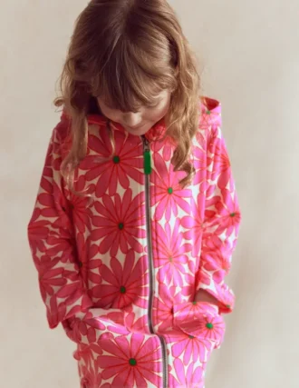 Romie Towelling Zip Throw-On Festival Pink Giant Daisy