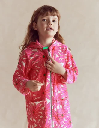 Romie Towelling Zip Throw-On Festival Pink Giant Daisy