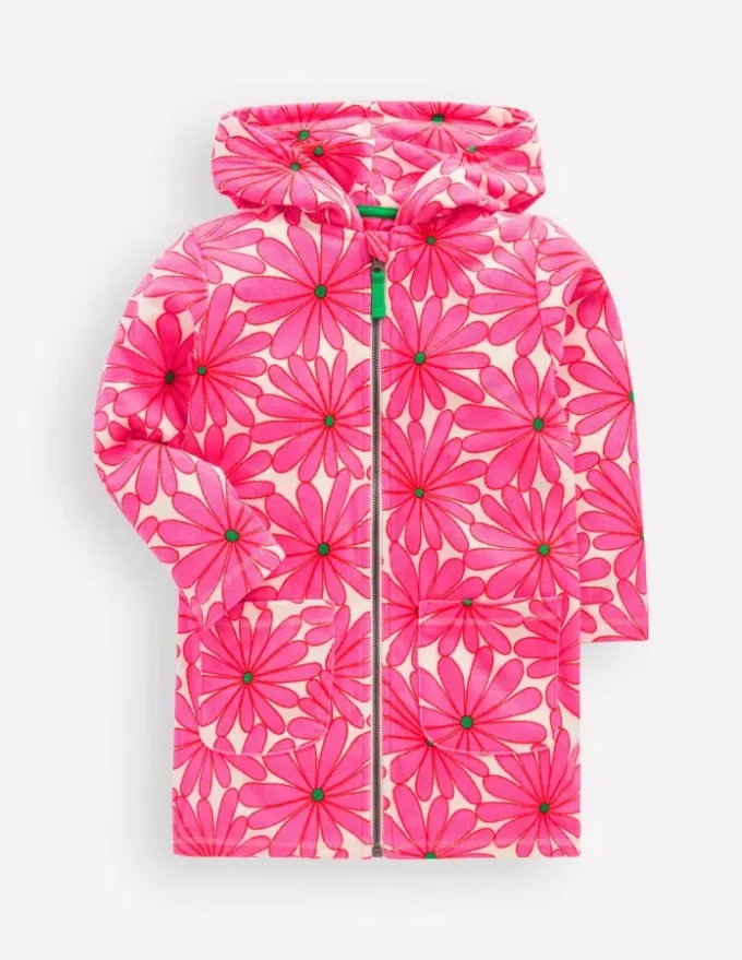 Romie Towelling Zip Throw-On Festival Pink Giant Daisy