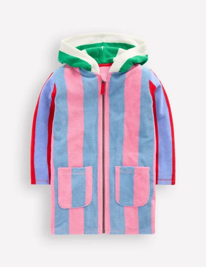Romie Towelling Zip Throw-On Multi Hotchpotch Stripe Romie Towelling Zip Throw-On Multi Hotchpotch Stripe