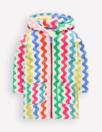 Romie Towelling Zip Throw-On Multi Rainbow Wave