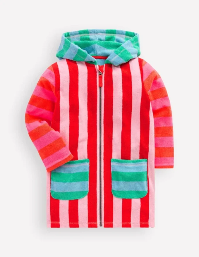 Romie Towelling Zip Throw-On Multi Stripe
