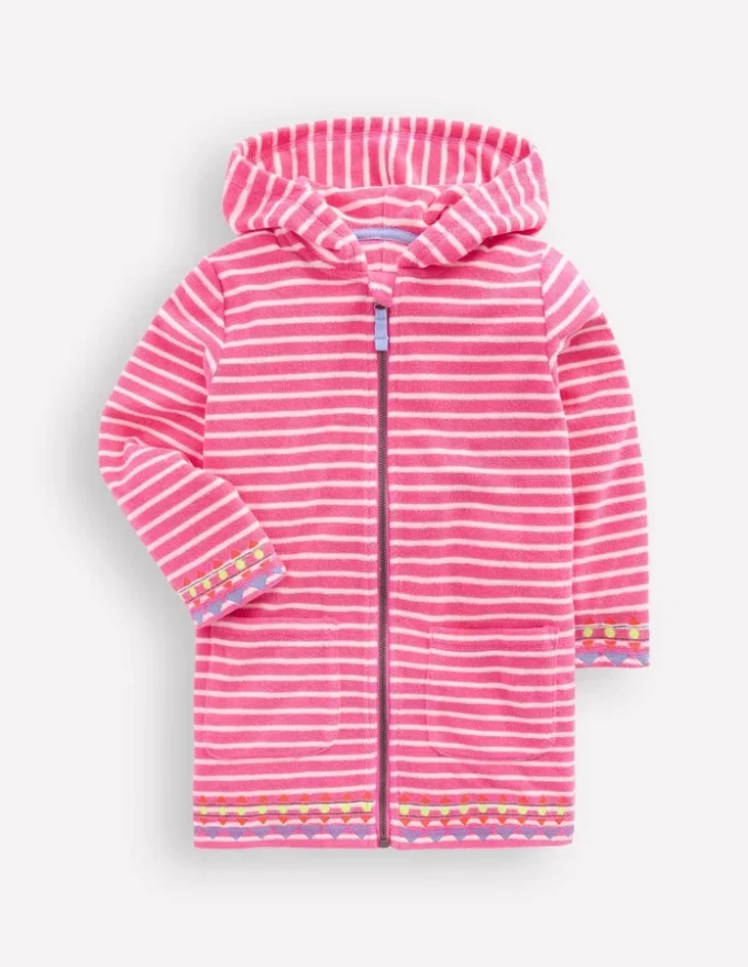 Romie Towelling Zip Throw-On Sorbet Pink Stripe Romie Towelling Zip Throw-On Sorbet Pink Stripe