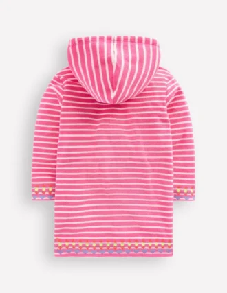 Romie Towelling Zip Throw-On Sorbet Pink Stripe