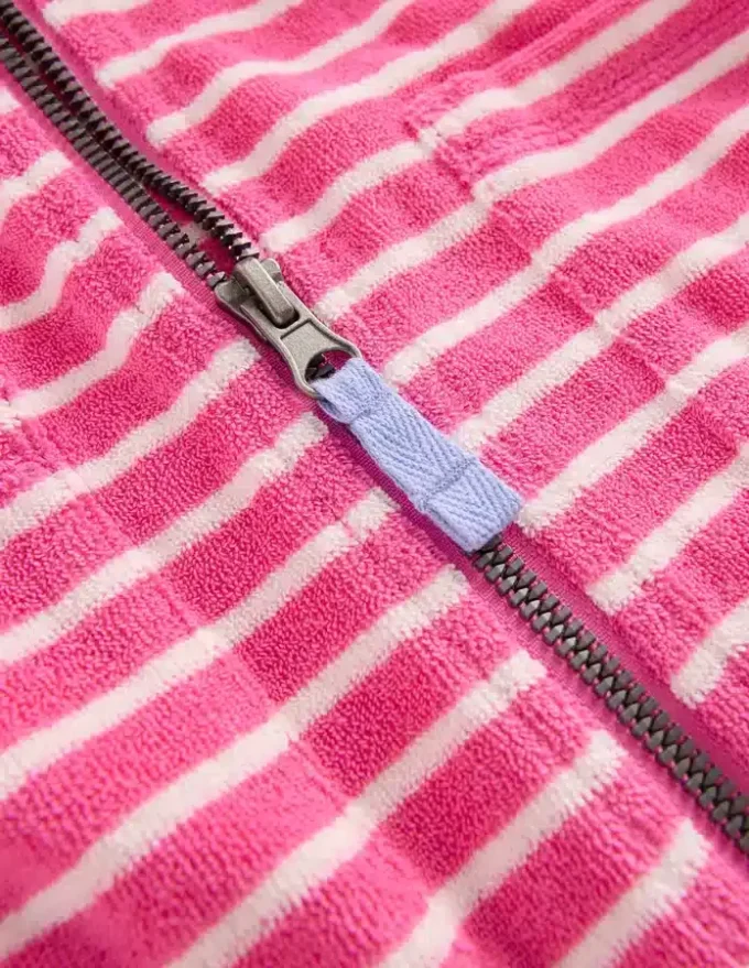 Romie Towelling Zip Throw-On Sorbet Pink Stripe Romie Towelling Zip Throw-On Sorbet Pink Stripe