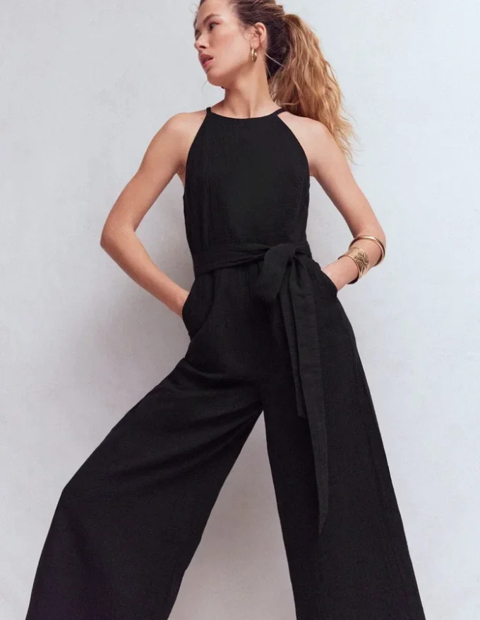 Rosa Double Cloth Jumpsuit Black Rosa Double Cloth Jumpsuit Black