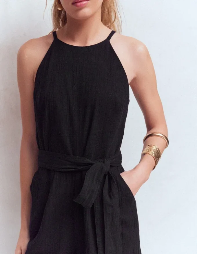 Rosa Double Cloth Jumpsuit Black Rosa Double Cloth Jumpsuit Black