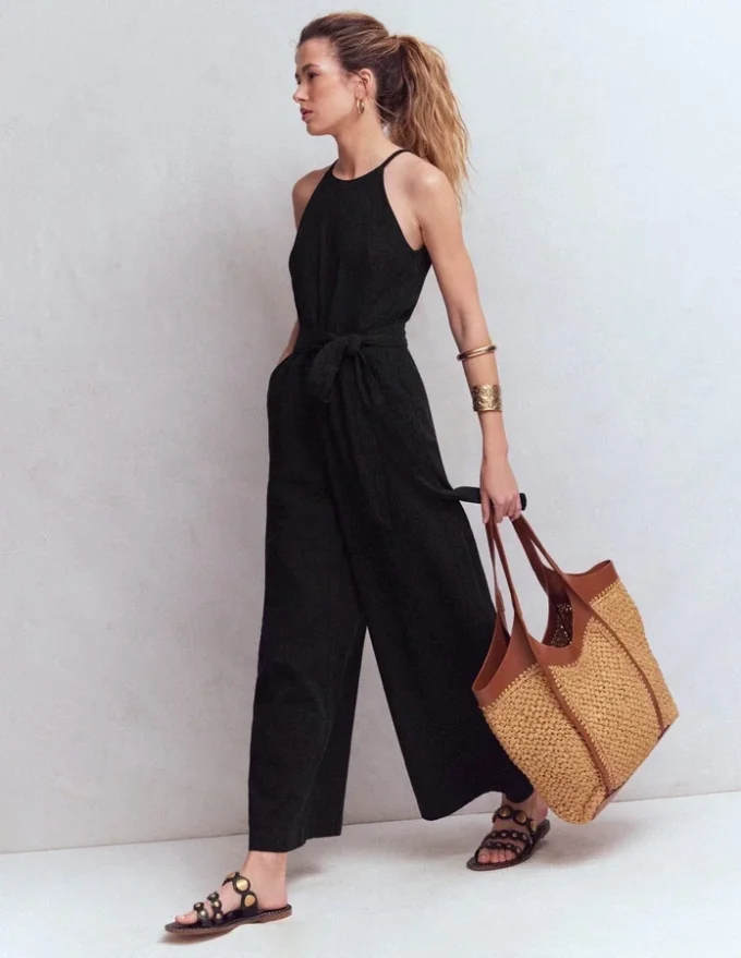 Rosa Double Cloth Jumpsuit Black Rosa Double Cloth Jumpsuit Black