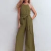 Rosa Double Cloth Jumpsuit Olive Rosa Double Cloth Jumpsuit Olive