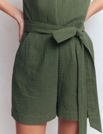Rosa Double Cloth Playsuit Hunter Green