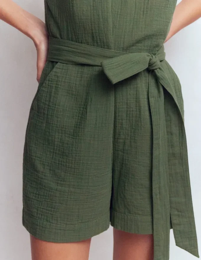 Rosa Double Cloth Playsuit Hunter Green