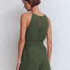 Rosa Double Cloth Playsuit Hunter Green