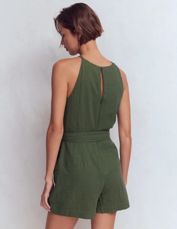 Rosa Double Cloth Playsuit Hunter Green