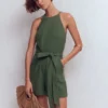 Rosa Double Cloth Playsuit Hunter Green
