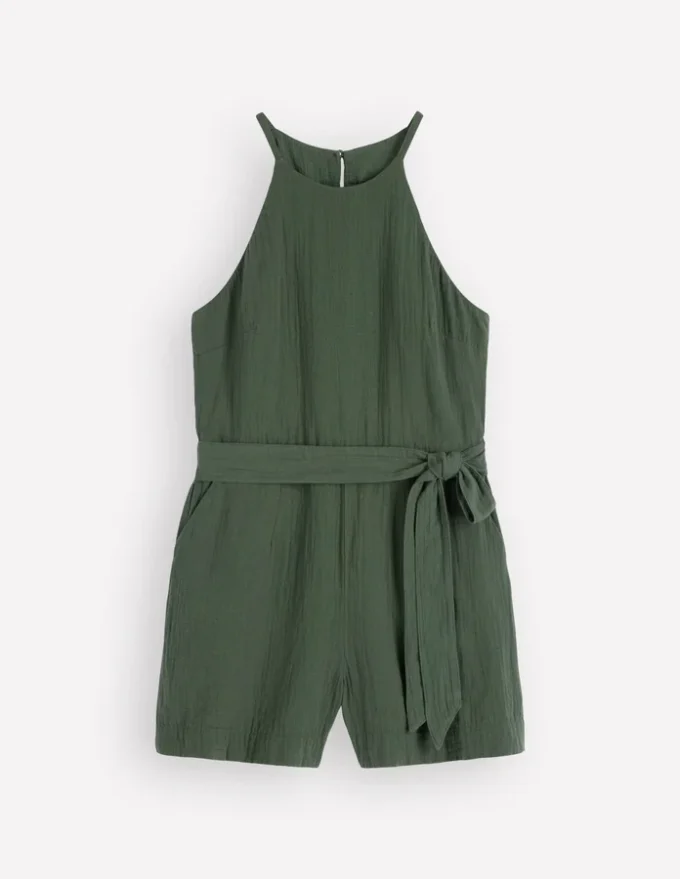 Rosa Double Cloth Playsuit Hunter Green