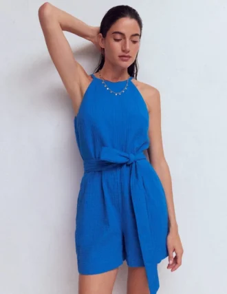 Rosa Double Cloth Playsuit Kingfisher Blue