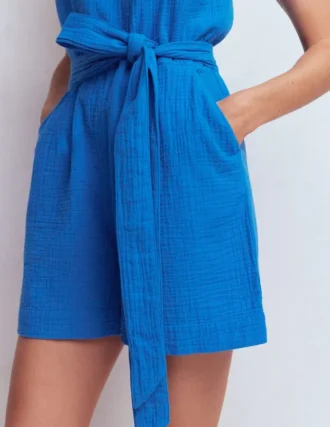 Rosa Double Cloth Playsuit Kingfisher Blue