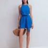 Rosa Double Cloth Playsuit Kingfisher Blue Rosa Double Cloth Playsuit Kingfisher Blue