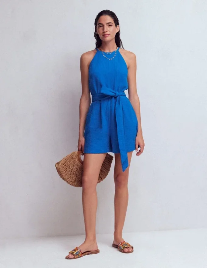 Rosa Double Cloth Playsuit Kingfisher Blue Rosa Double Cloth Playsuit Kingfisher Blue
