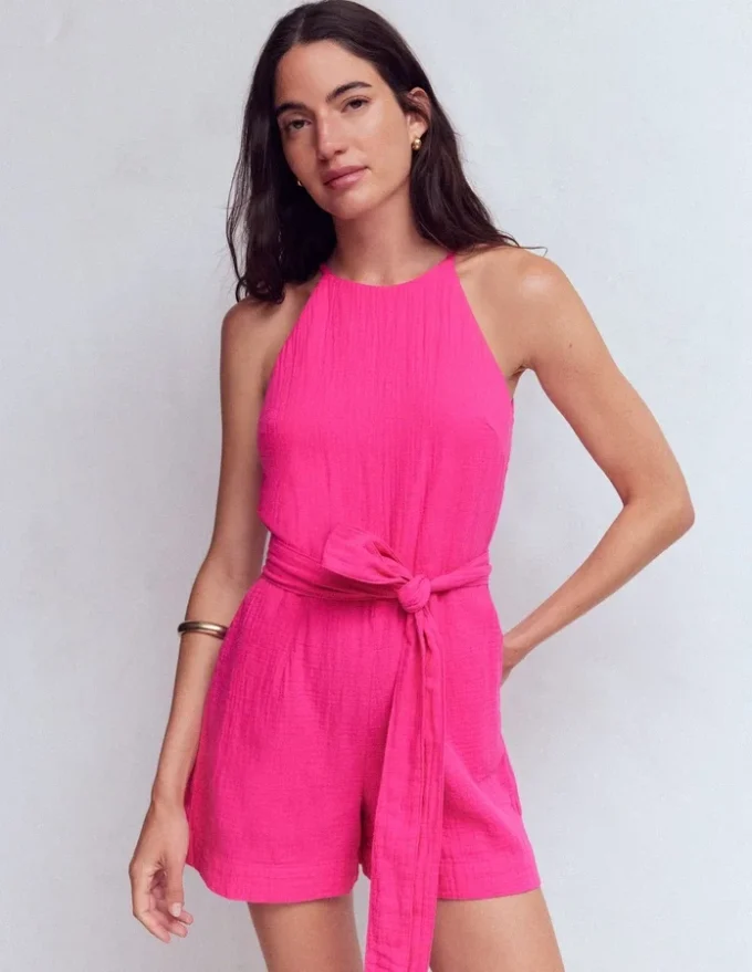 Rosa Double Cloth Playsuit Pink Peony Rosa Double Cloth Playsuit Pink Peony