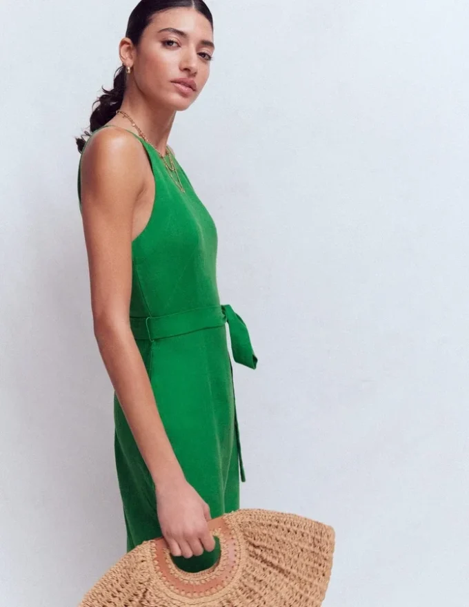 Rosa Halter Linen Midi Dress Amazon Green Rosa Halter Linen Midi Dress Amazon Green