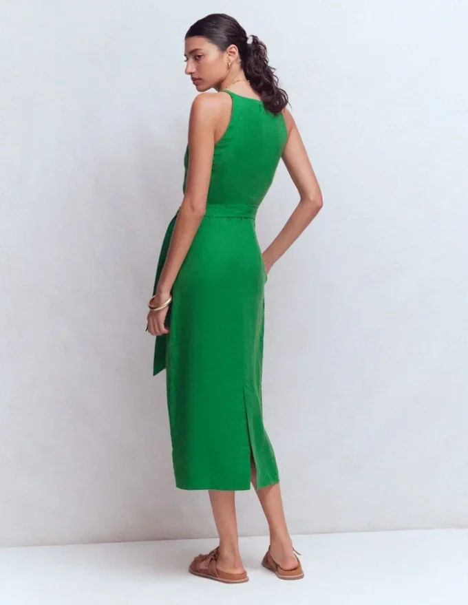 Rosa Halter Linen Midi Dress Amazon Green Rosa Halter Linen Midi Dress Amazon Green