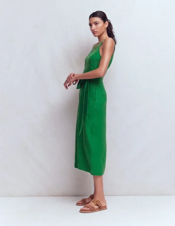 Rosa Halter Linen Midi Dress Amazon Green Rosa Halter Linen Midi Dress Amazon Green