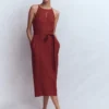 Rosa Halter Linen Midi Dress Burnt Orange Rosa Halter Linen Midi Dress Burnt Orange