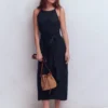 Rosa Halter Linen Midi Dress Navy Rosa Halter Linen Midi Dress Navy