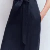 Rosa Halter Linen Midi Dress Navy Rosa Halter Linen Midi Dress Navy