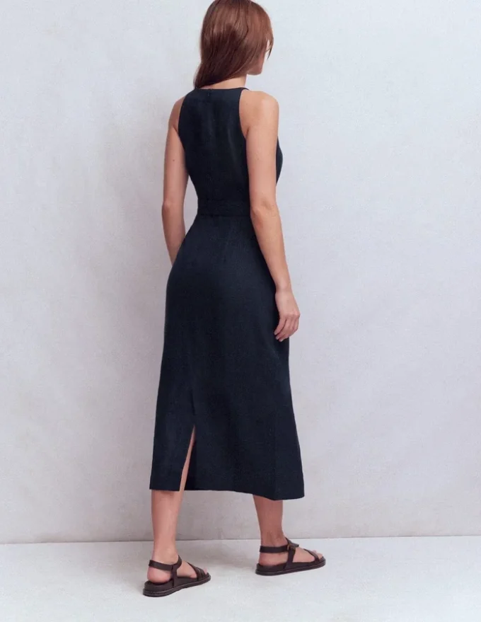 Rosa Halter Linen Midi Dress Navy Rosa Halter Linen Midi Dress Navy