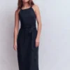 Rosa Halter Linen Midi Dress Navy Rosa Halter Linen Midi Dress Navy