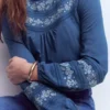 Rosie Embroidered Jersey Top Denim Blue Rosie Embroidered Jersey Top Denim Blue