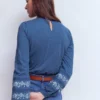 Rosie Embroidered Jersey Top Denim Blue Rosie Embroidered Jersey Top Denim Blue