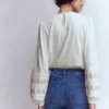 Rosie Embroidered Jersey Top Ivory Rosie Embroidered Jersey Top Ivory