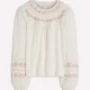 Rosie Embroidered Jersey Top Ivory Rosie Embroidered Jersey Top Ivory