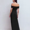 Ruched Bardot Jersey Dress Black Ruched Bardot Jersey Dress Black