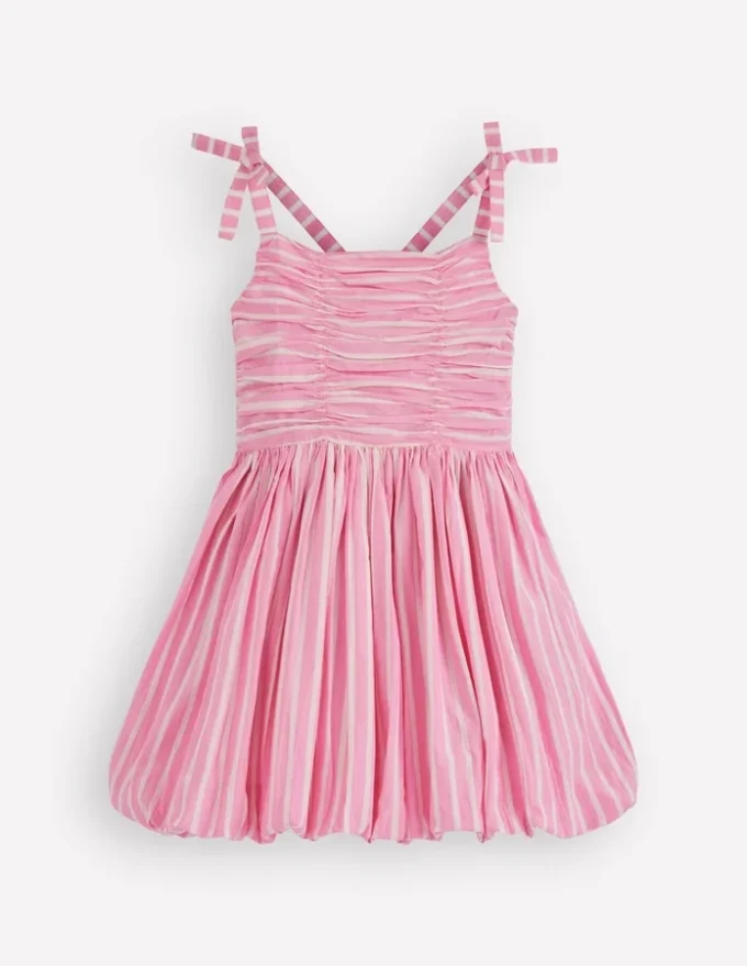 Ruched Bodice Bubble Dress Formica Pink Stripe Ruched Bodice Bubble Dress Formica Pink Stripe