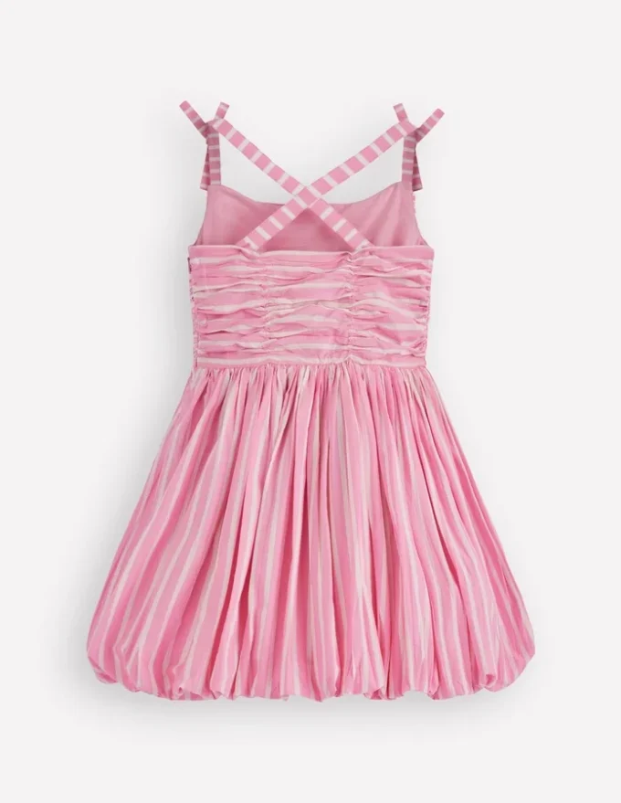 Ruched Bodice Bubble Dress Formica Pink Stripe Ruched Bodice Bubble Dress Formica Pink Stripe