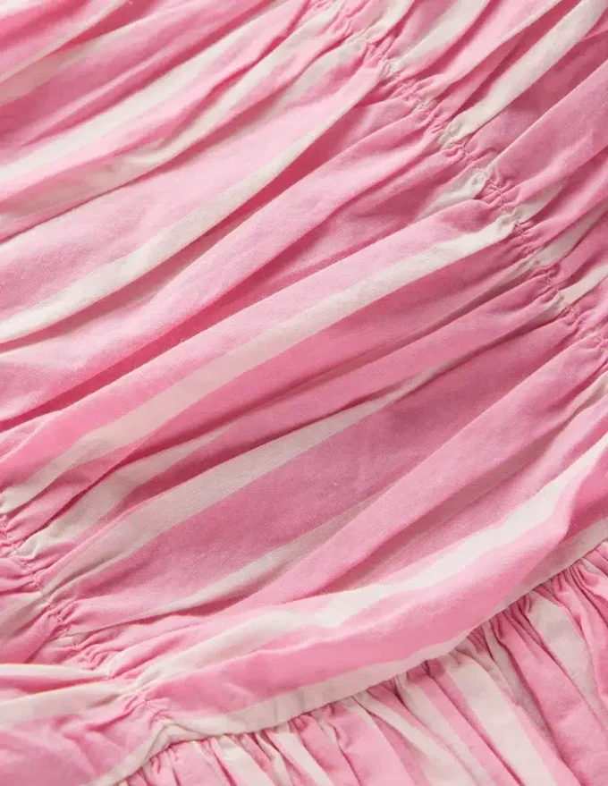 Ruched Bodice Bubble Dress Formica Pink Stripe Ruched Bodice Bubble Dress Formica Pink Stripe