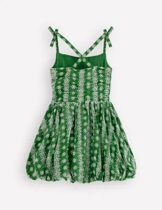 Ruched Bodice Bubble Dress Green Broderie