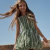 Ruched Bodice Bubble Dress Green Broderie Ruched Bodice Bubble Dress Green Broderie