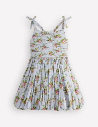 Ruched Bodice Bubble Dress Vintage Floral