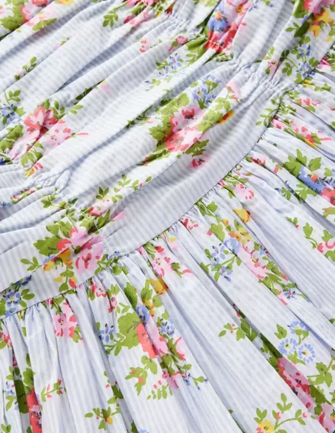 Ruched Bodice Bubble Dress Vintage Floral Ruched Bodice Bubble Dress Vintage Floral