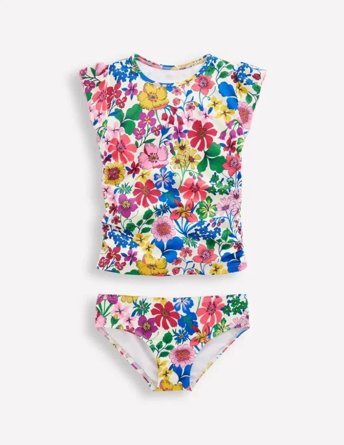Ruched Tankini Set Multi Rainbow Floral